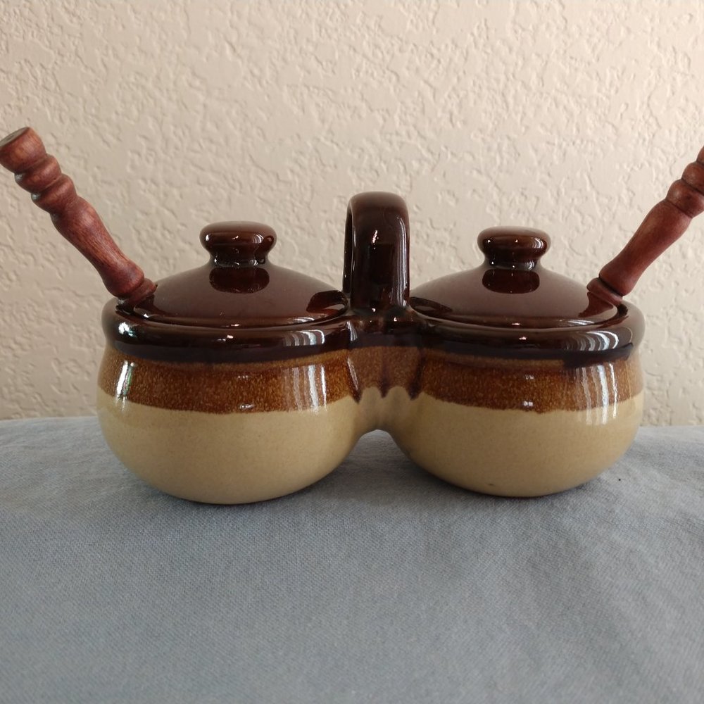 STONEWARE CONDIMENT RELISH PARTY  SERVING BOWLS